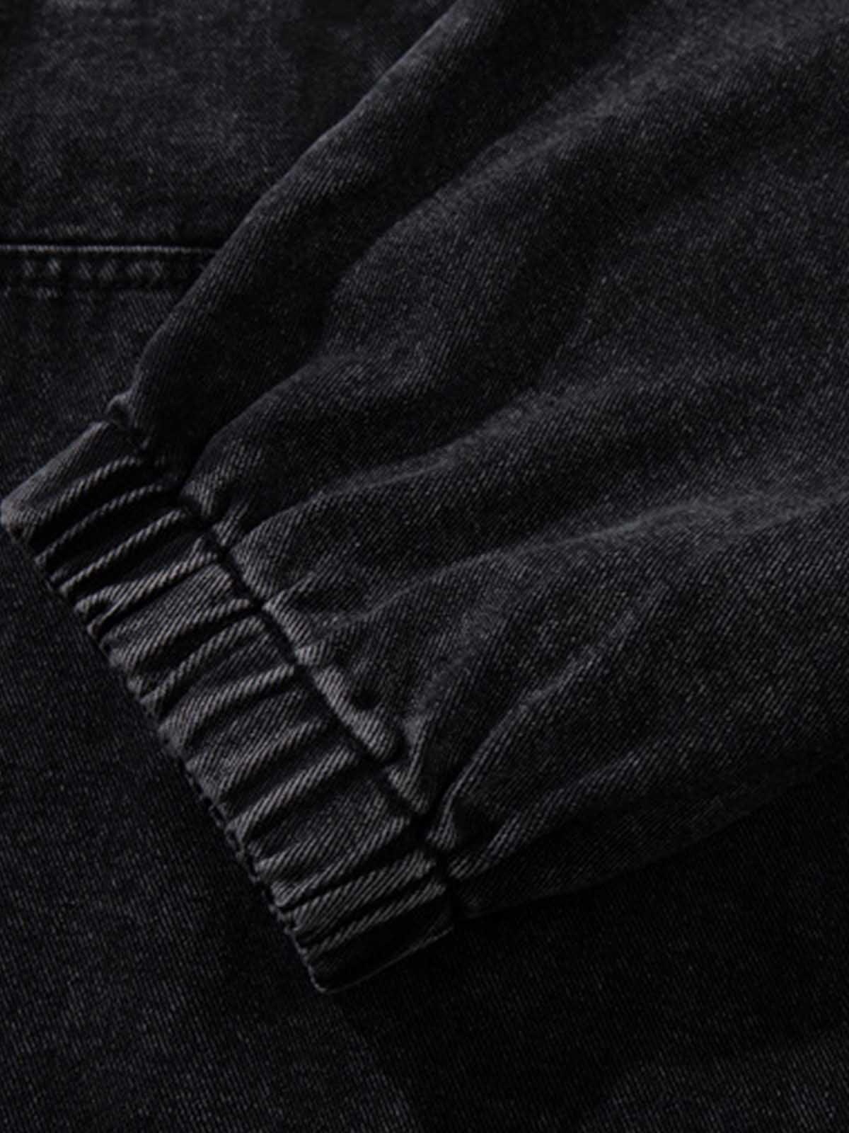 Denim Hoodie with Metal Toggle Closure Black Oversized Sweatshirt?