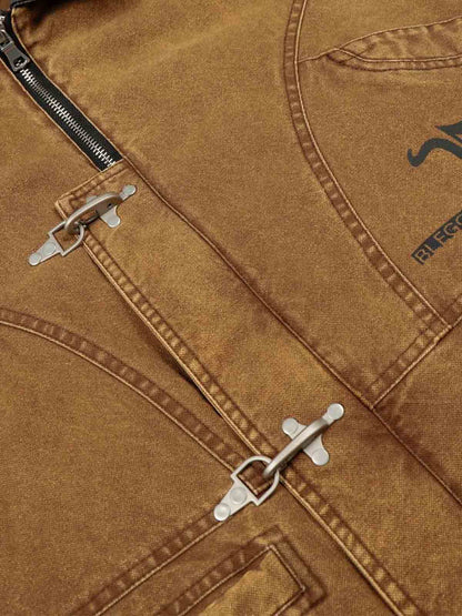 Fireman Clasp Washed Denim Knight Crest Jacket