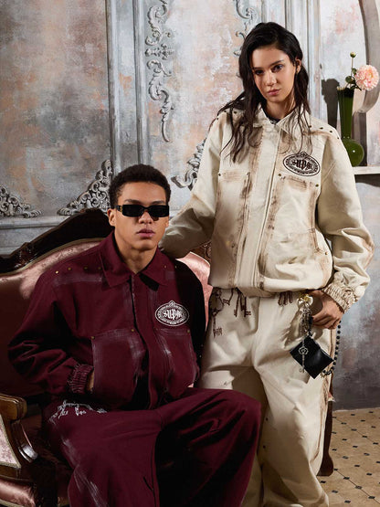 Cotton Blend Pink Track Suit with Supermad Logo Print and Side Stripes 