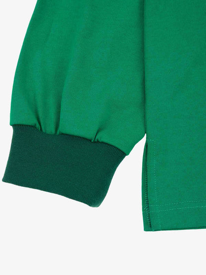 Supermade Color-Blocked Polo Collar Embroidered Print Long-Sleeved Jersey?