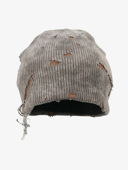 Fashionable Cross Charm Beanie Hat for Winter and Fall - Trendy Knit Cap with Unique Accessories 