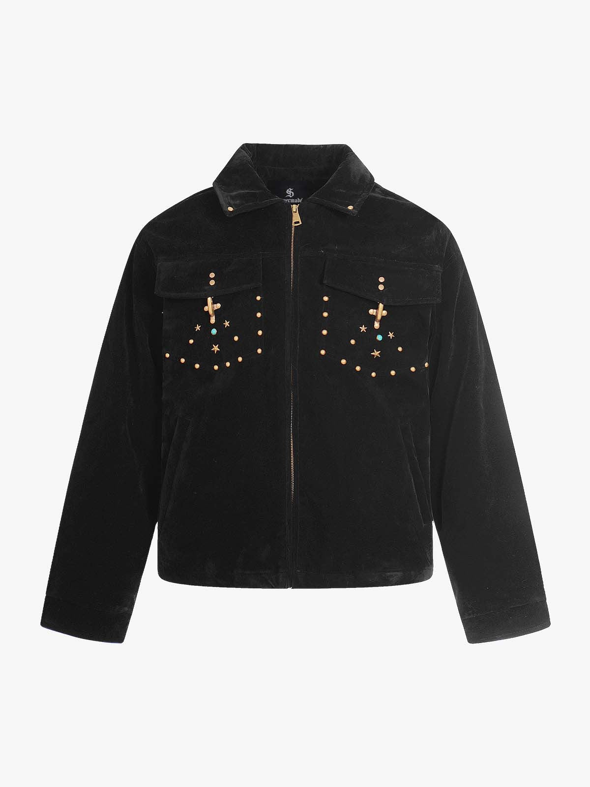 Retro Studded Suede Padded Winter Jacket