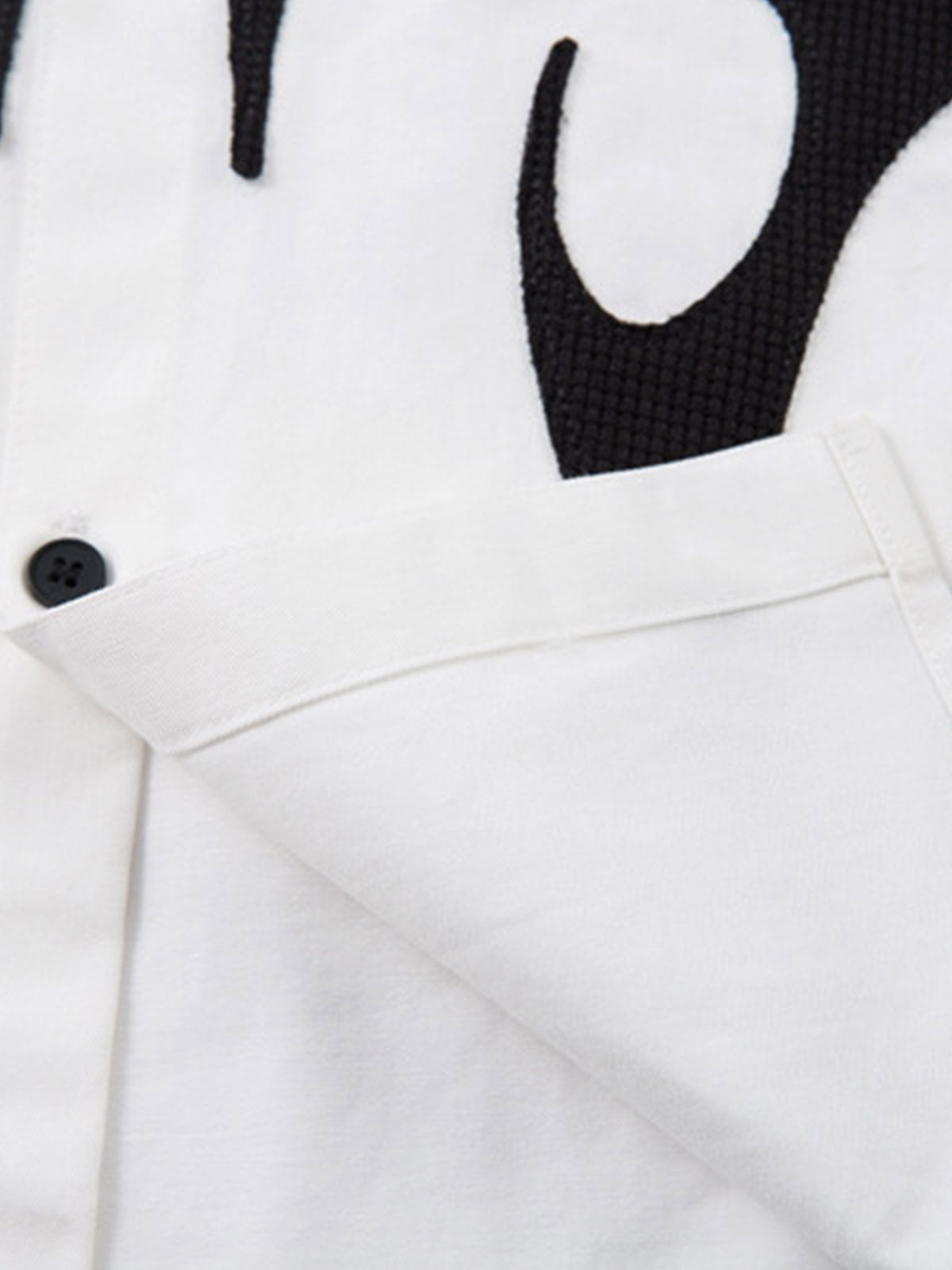 Cotton Blend Short Sleeve Shirt with Black Flame Print Long Sleeve Insert, Stylish Contrast Design for Men and Women?