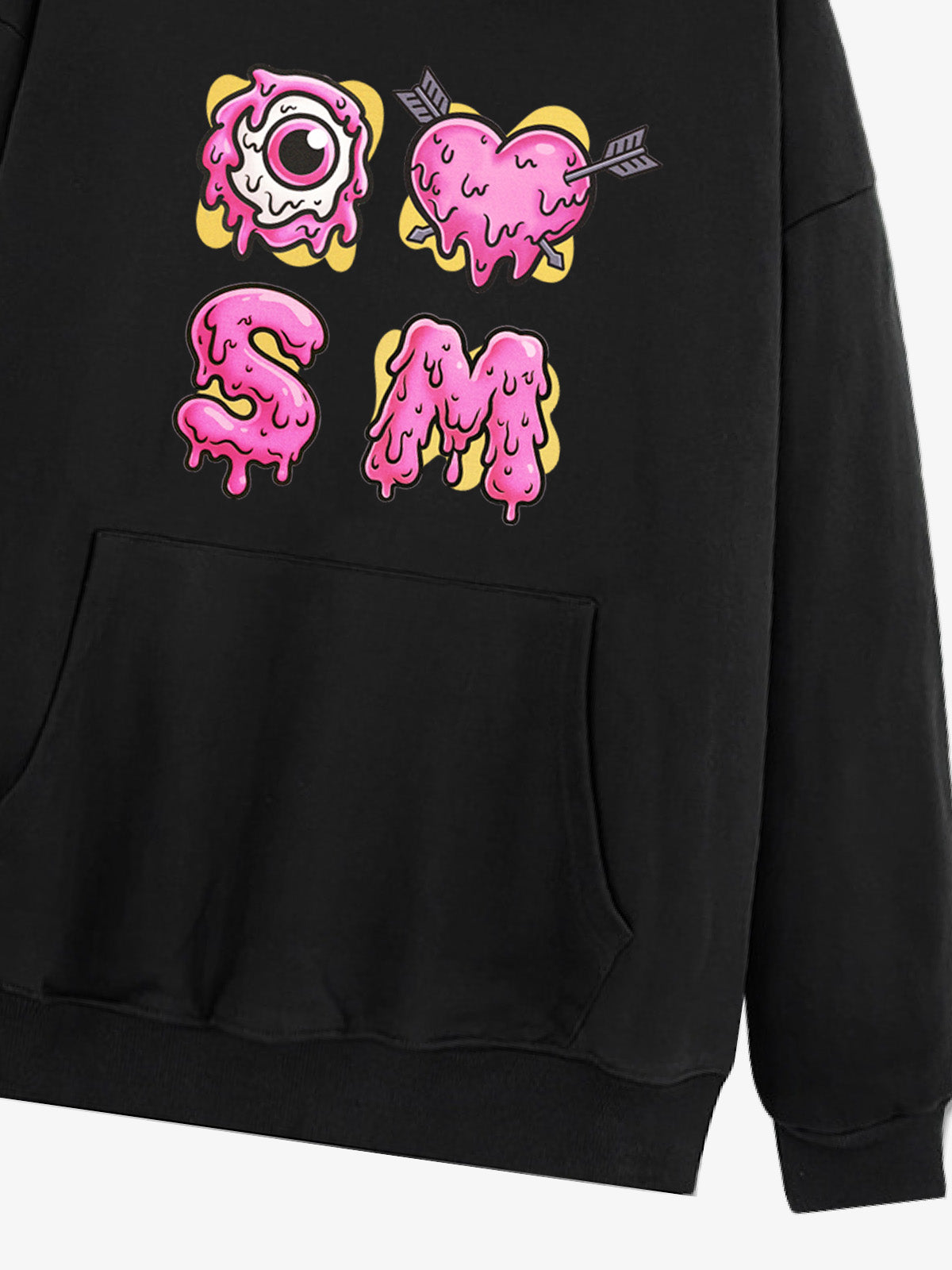 Dripping Heart & Eye Graphic Hoodie for Trendy Looks 