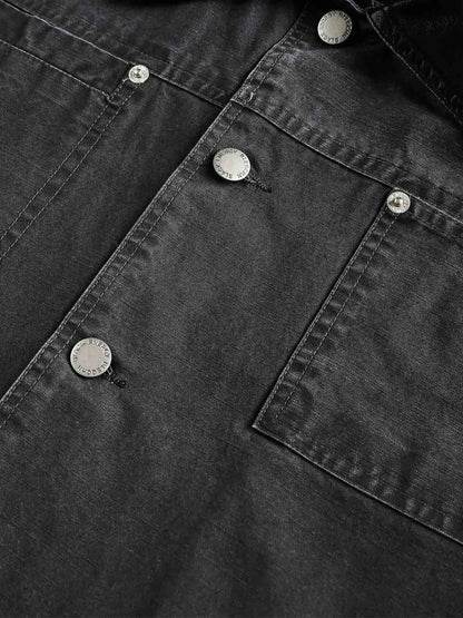 Clean Cut Leather Contrast Collar Pocket Jacket