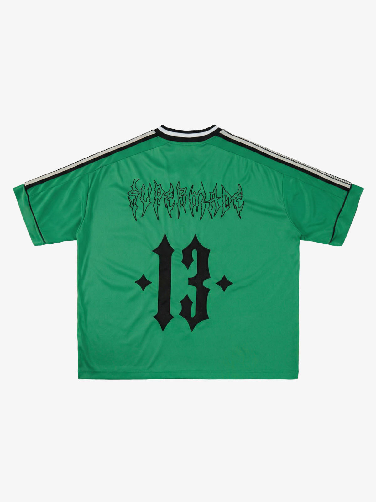 Supermade Color-Blocked V-Neck Embroidered Jersey Short-Sleeved?