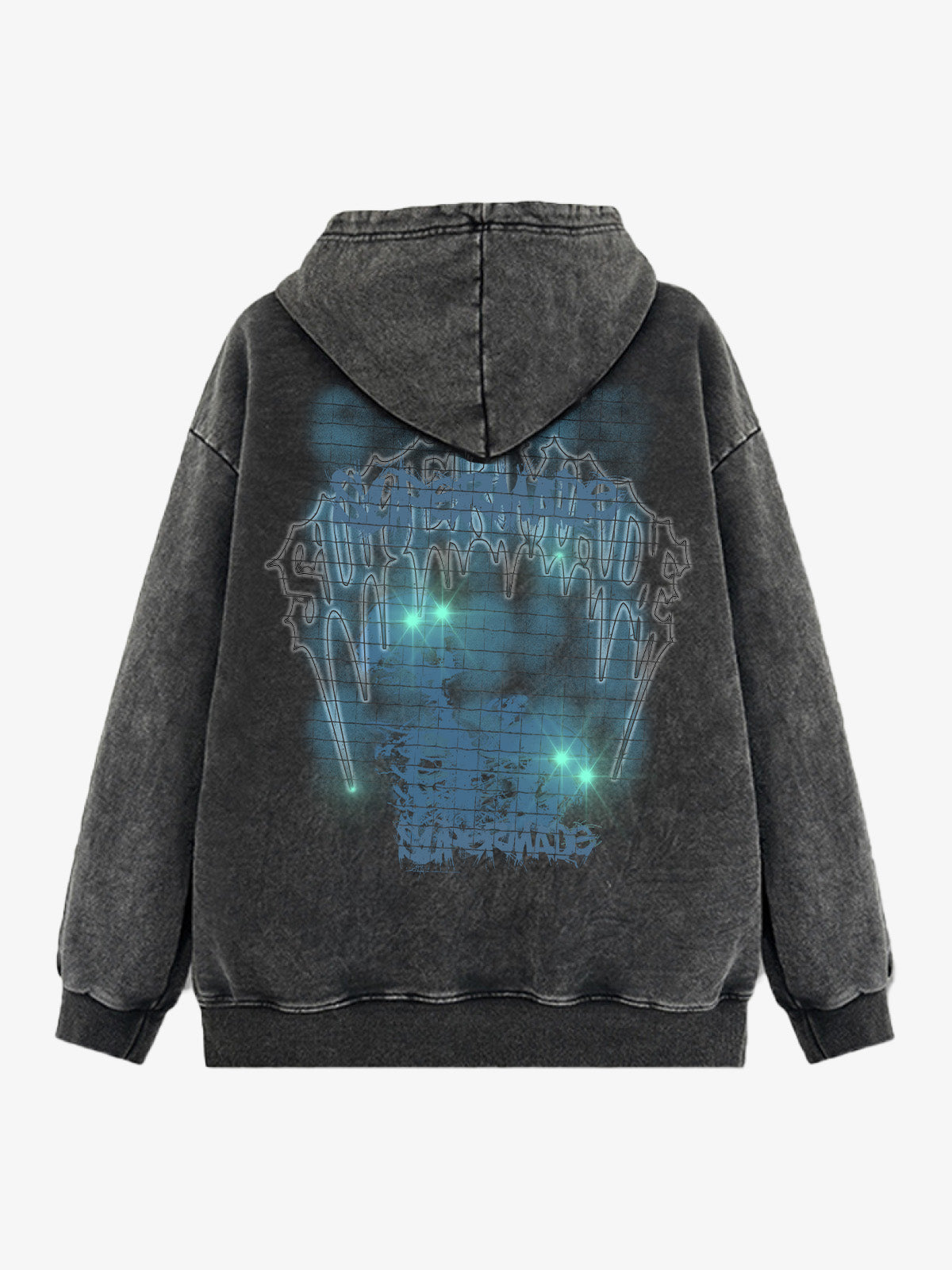 THE SUPERMADE Washed Psychedelic Graffiti Art Print Hoodie with Skull Design 