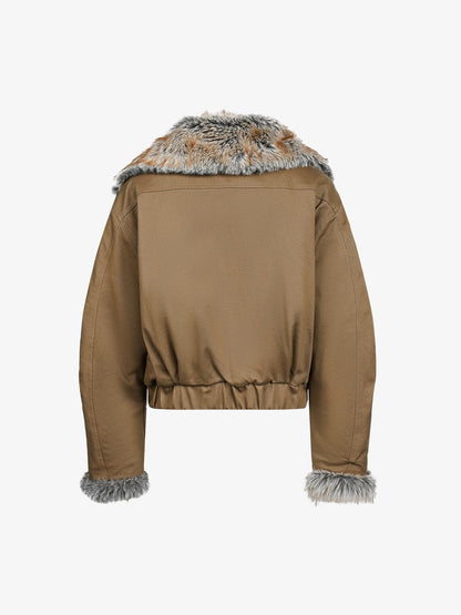 Winter-Ready Corduroy Jacket with Faux Fur Trim for Men 