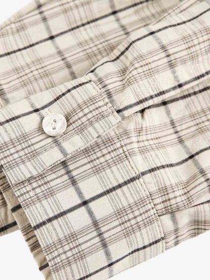 Street Print Lettering Plaid Long-Sleeve Shirt 