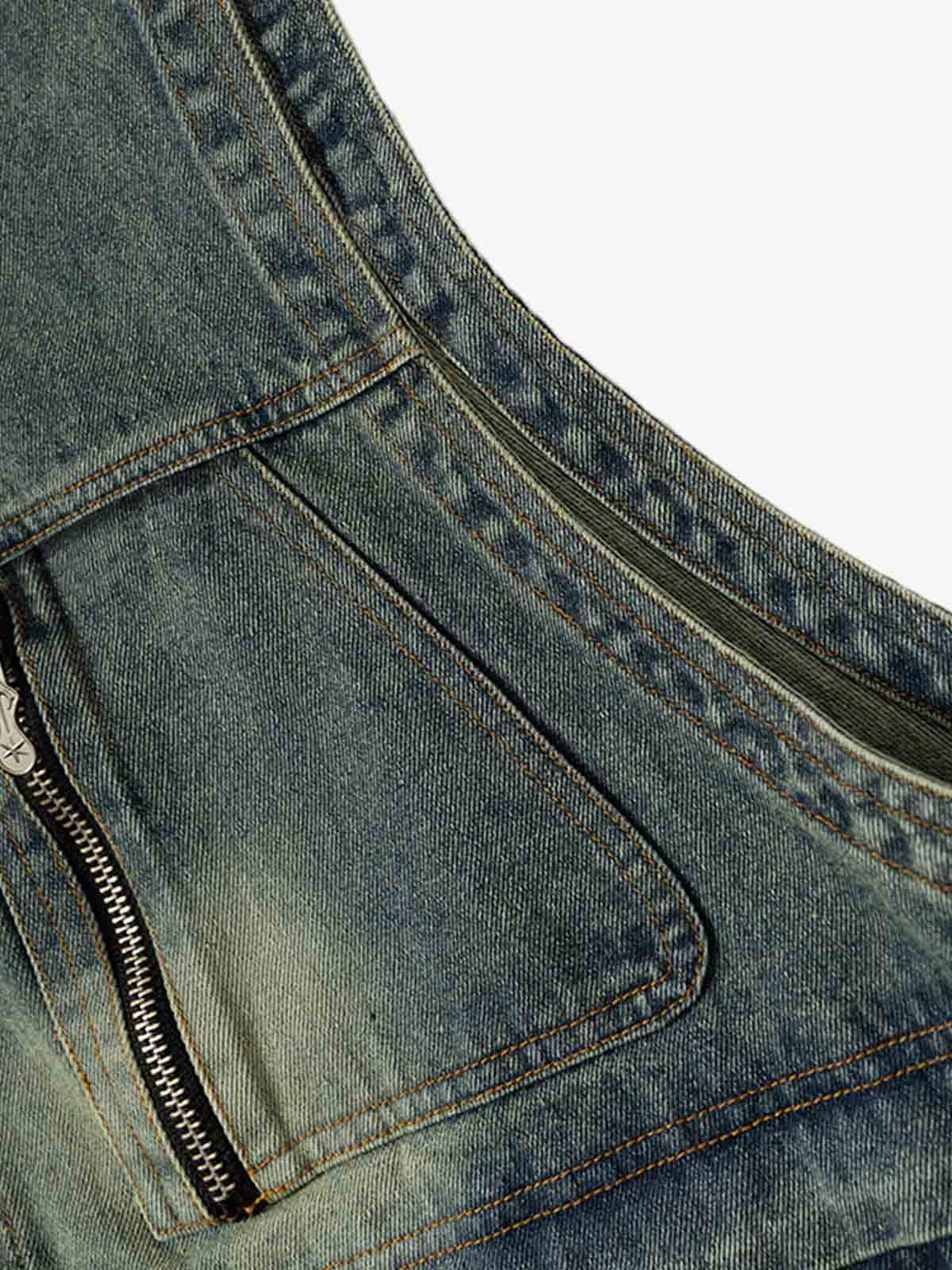 Thesupermade Functional Multi-pocket Hooded Denim Vest 