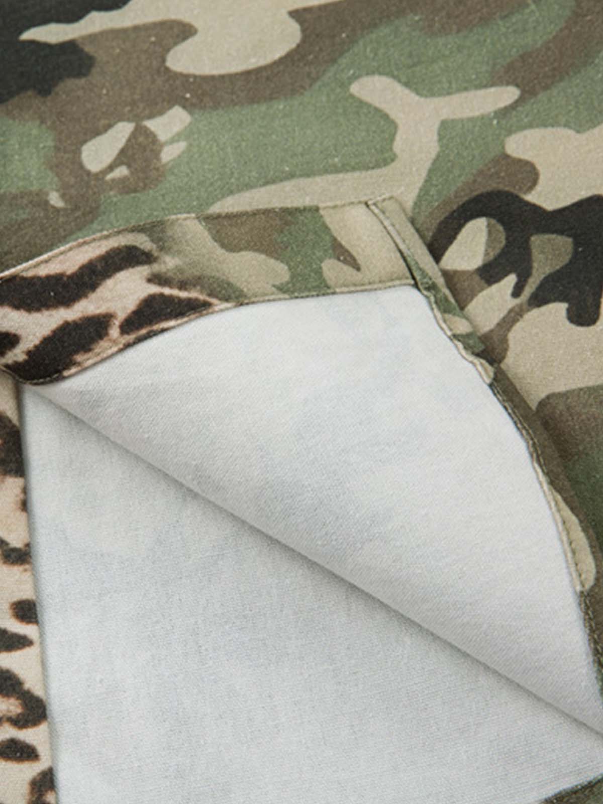 Cotton Camouflage Print Short Sleeve Shirt with Long Sleeve Layering Design?