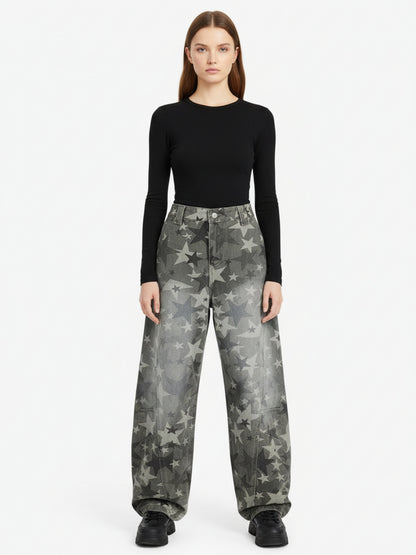 Camouflage Machete RO Star Wide-Leg Jeans