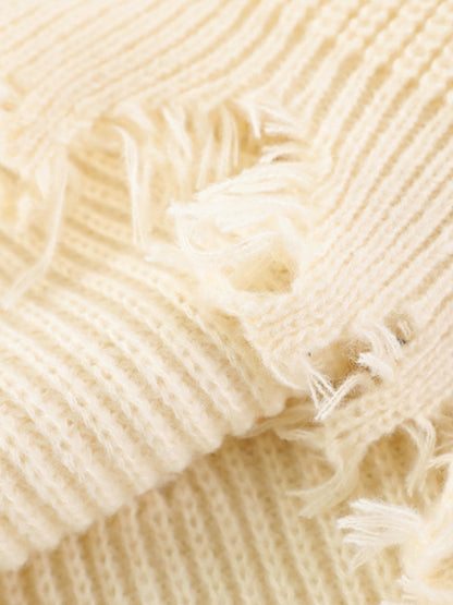 Cable Knit Crochet Hole Sweater 