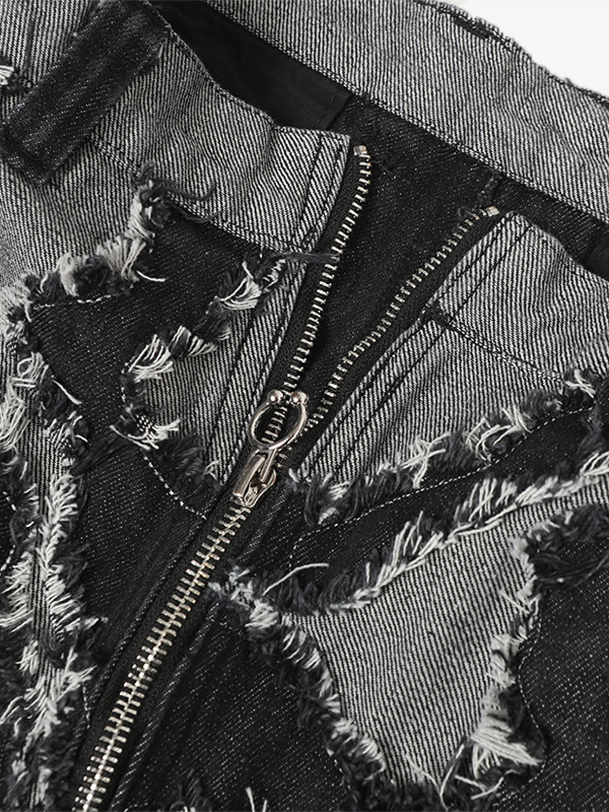 Frayed Zebra Striped Patchwork Wide Leg Jeans 