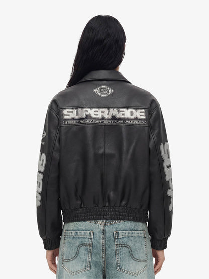 Faux Leather Vintage Street Black Air Jacket - 1821