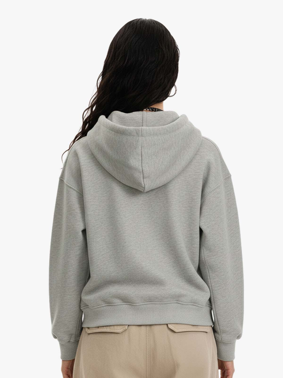 Rivet Detail Fleece Zip Up Hoodie