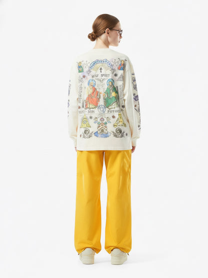 Thesupermade American High Street Graffiti Long Sleeve T-Shirt