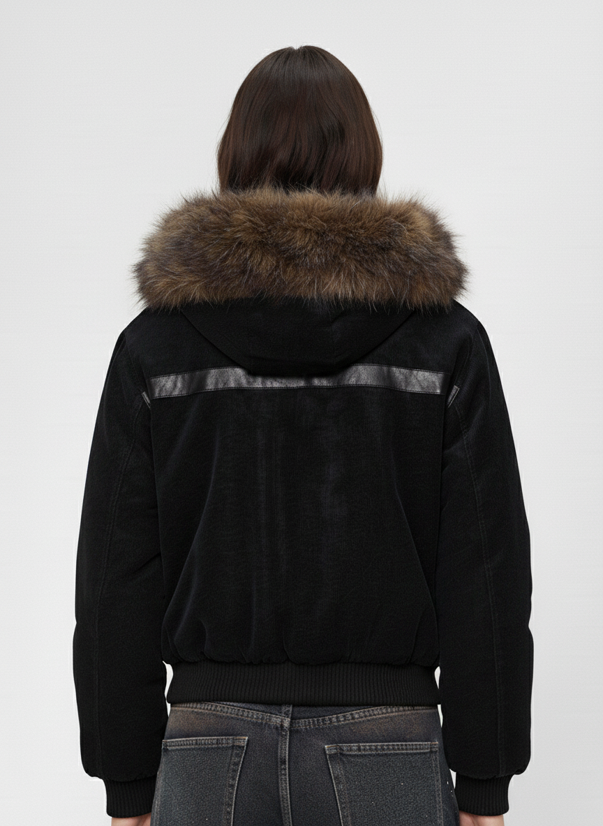 Retro Detachable Faux Fur Collar Suede Fleece Hoodie Jacket