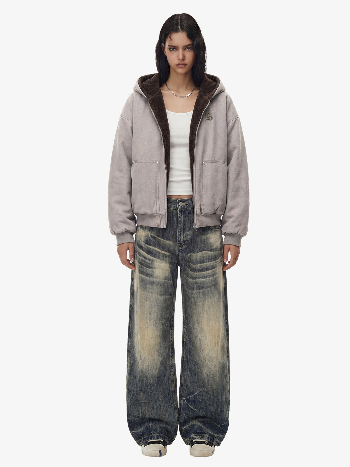 Thesupermade Fur Hooded Zip Up Quilted Jacket - 2510