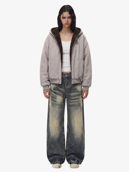 Thesupermade Fur Hooded Zip Up Quilted Jacket - 2510