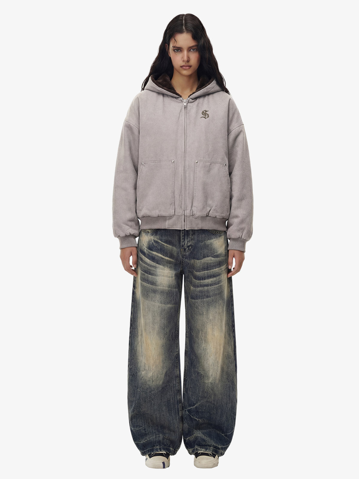 Thesupermade Fur Hooded Zip Up Quilted Jacket - 2510