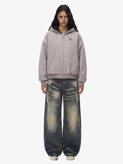 Thesupermade Fur Hooded Zip Up Quilted Jacket - 2510