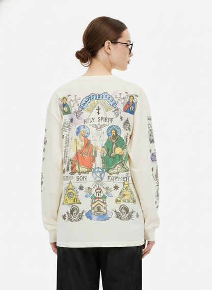 Thesupermade American High Street Graffiti Long Sleeve T-Shirt