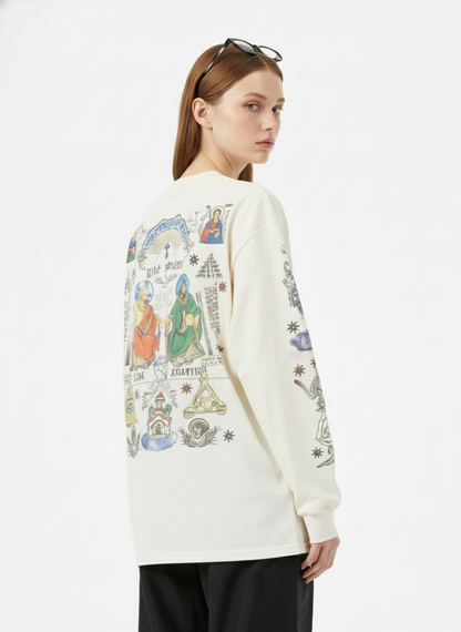 Thesupermade American High Street Graffiti Long Sleeve T-Shirt