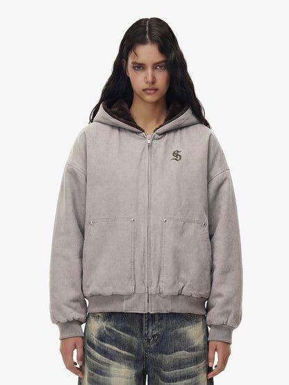 Thesupermade Fur Hooded Zip Up Quilted Jacket - 2510