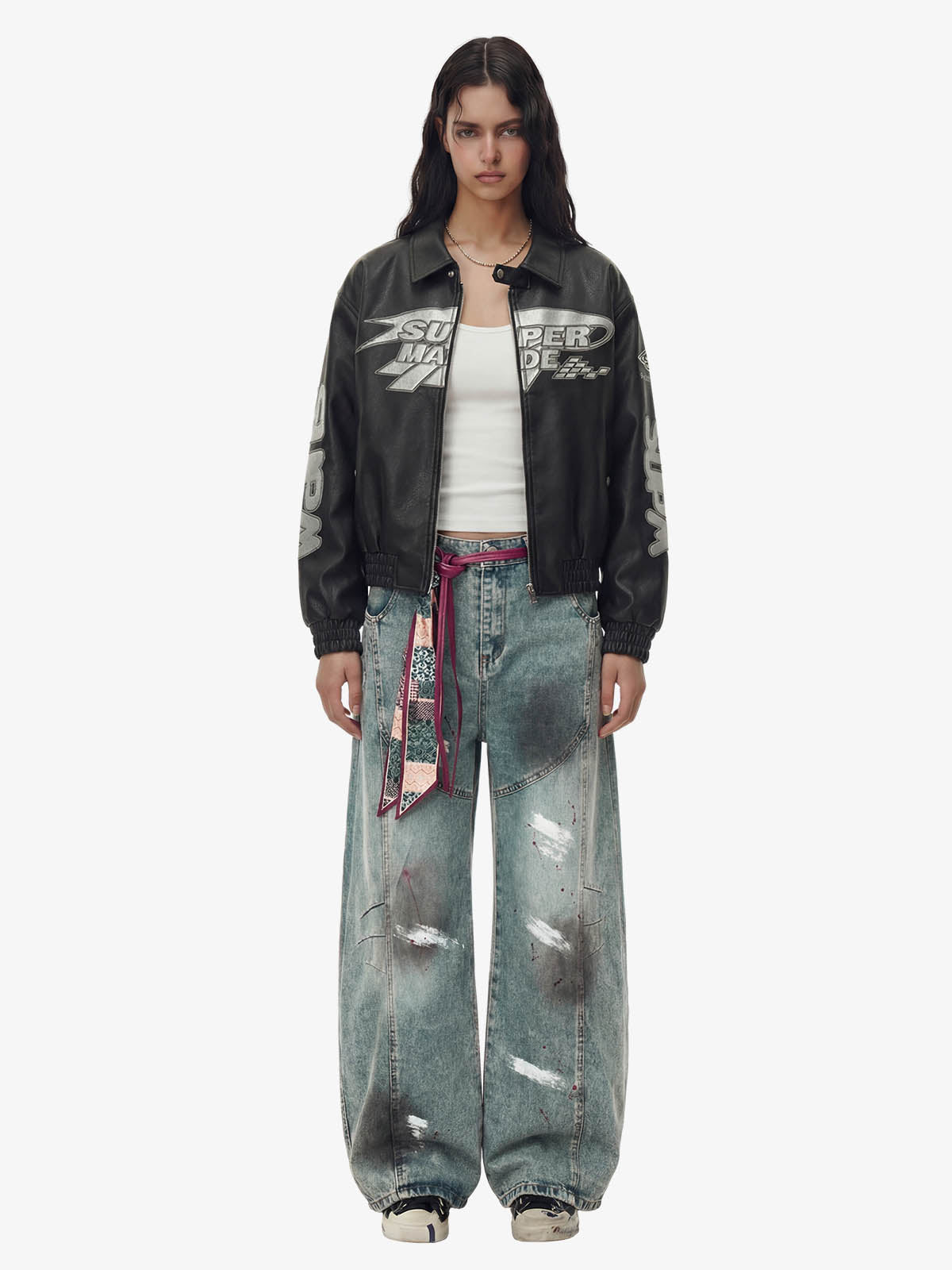 Faux Leather Vintage Street Black Air Jacket - 1821