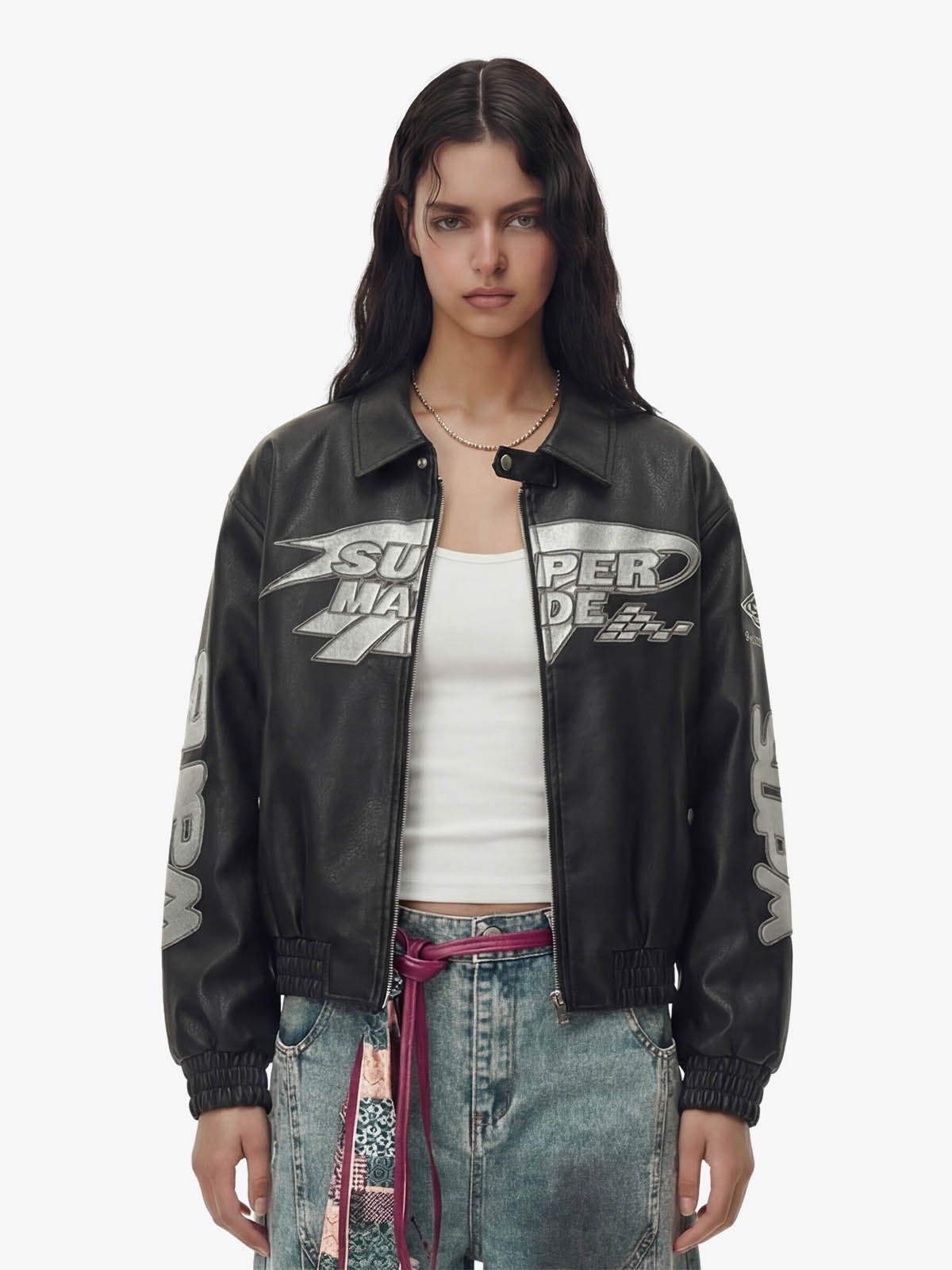 Faux Leather Vintage Street Black Air Jacket - 1821