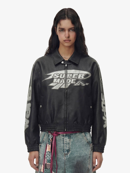 Faux Leather Vintage Street Black Air Jacket - 1821