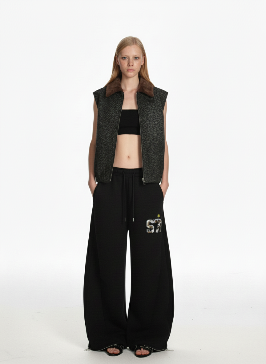 Vintage Leopard Print Fleece Zip Up Vest