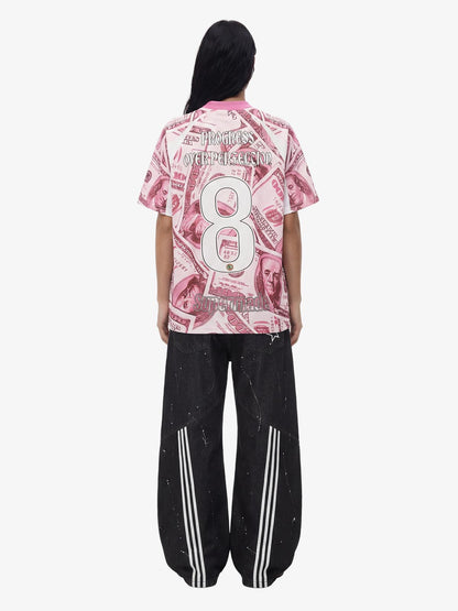 Supermade Money Print V-Neck Jersey T-Shirt