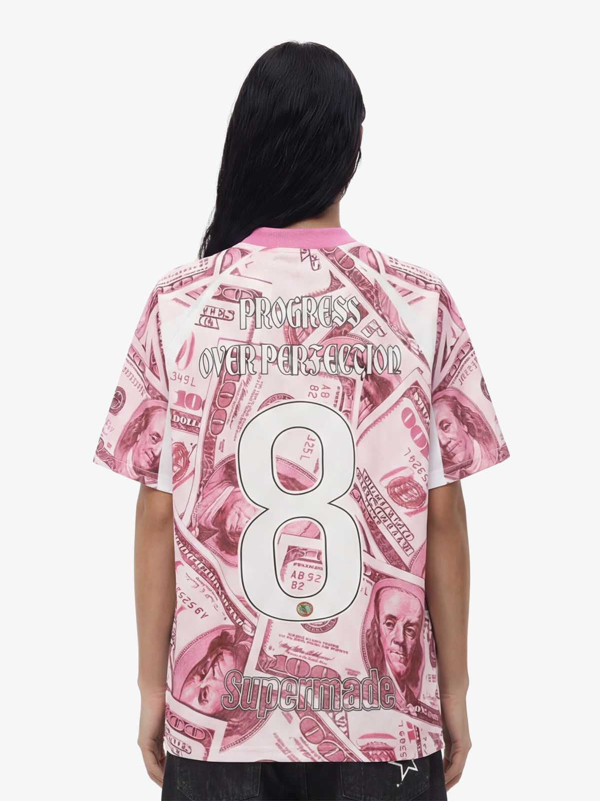 Supermade Money Print V-Neck Jersey T-Shirt