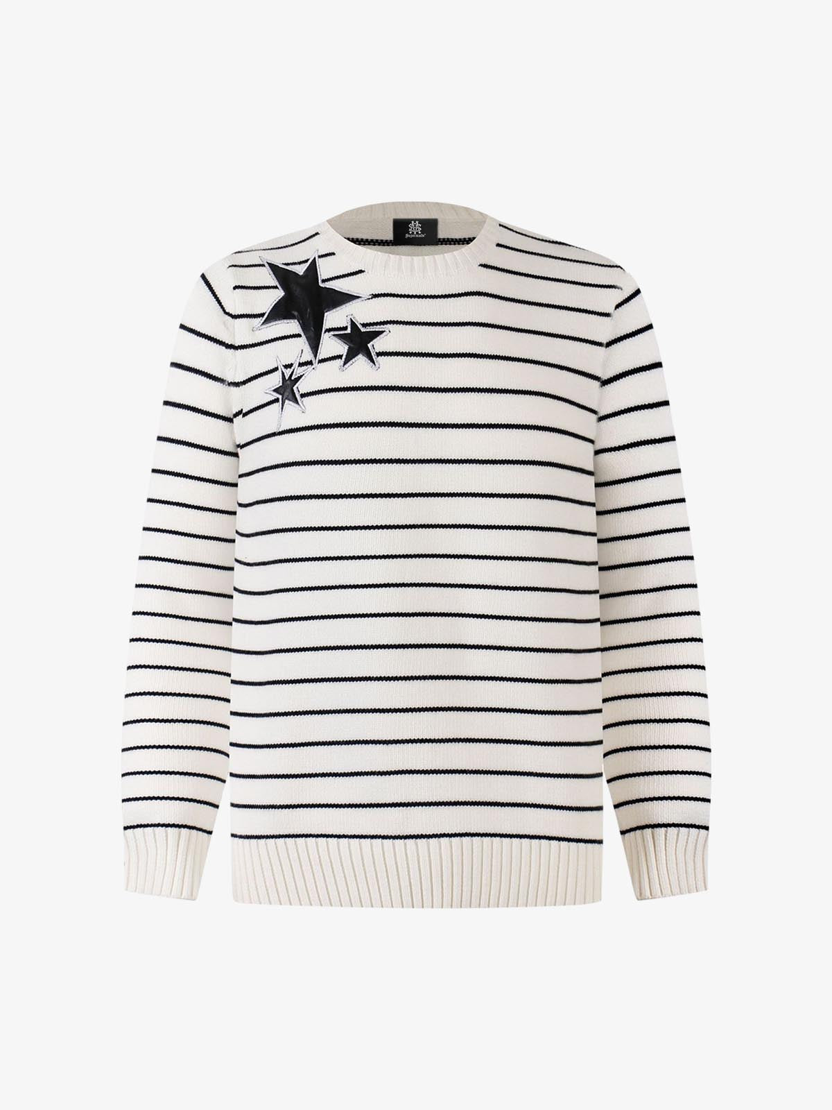 Striped Star Jacquard Loose Knitted Sweater 