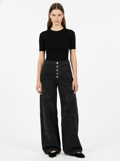 High Street Functional Structured Design Tie-Dye Baggy Jeans