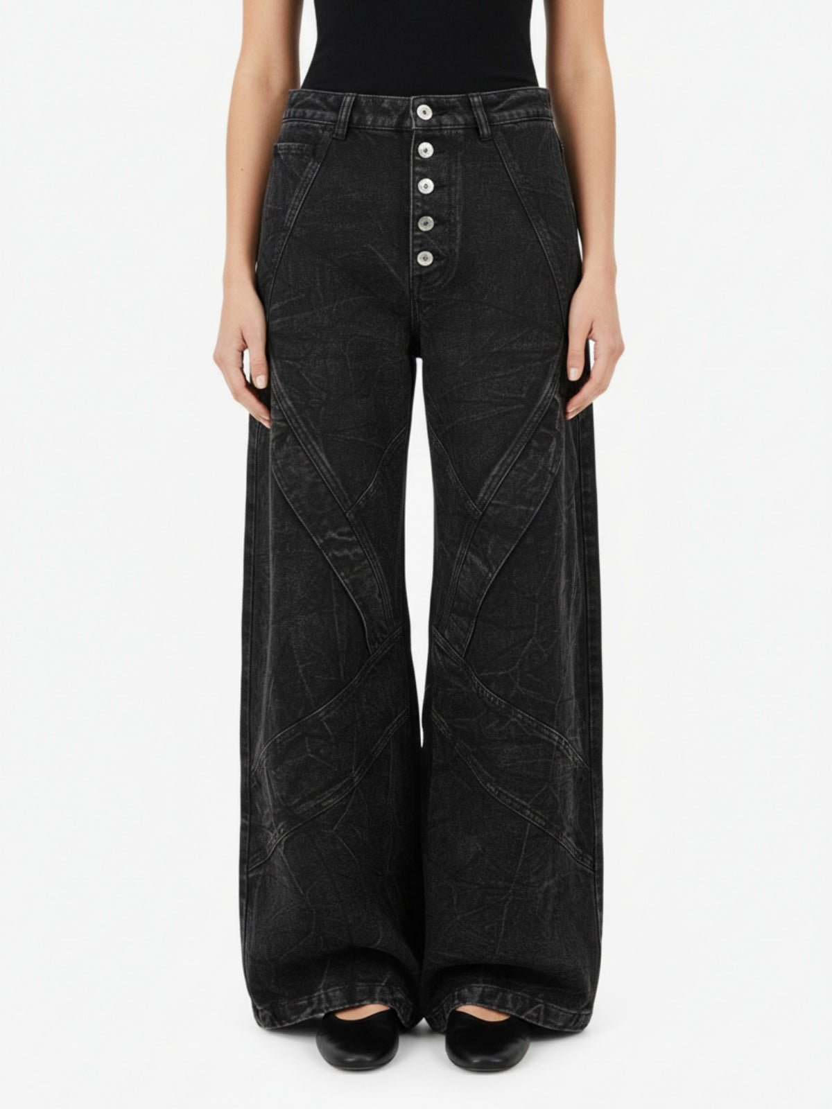 High Street Functional Structured Design Tie-Dye Baggy Jeans