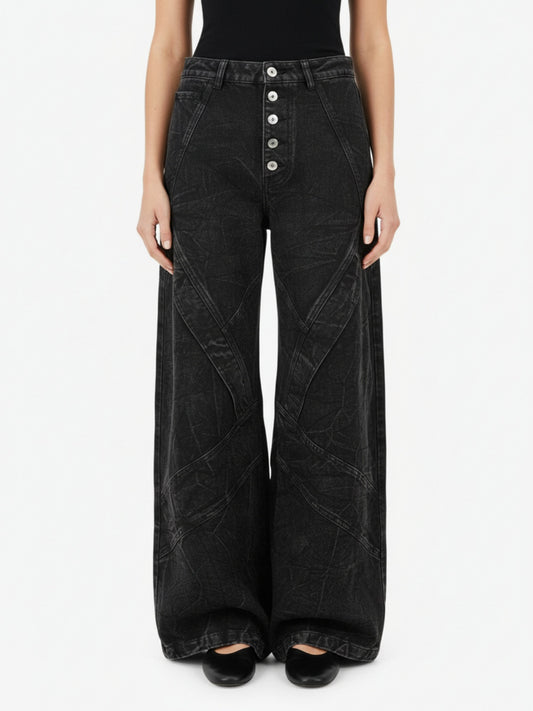 High Street Functional Structured Design Tie-Dye Baggy Jeans