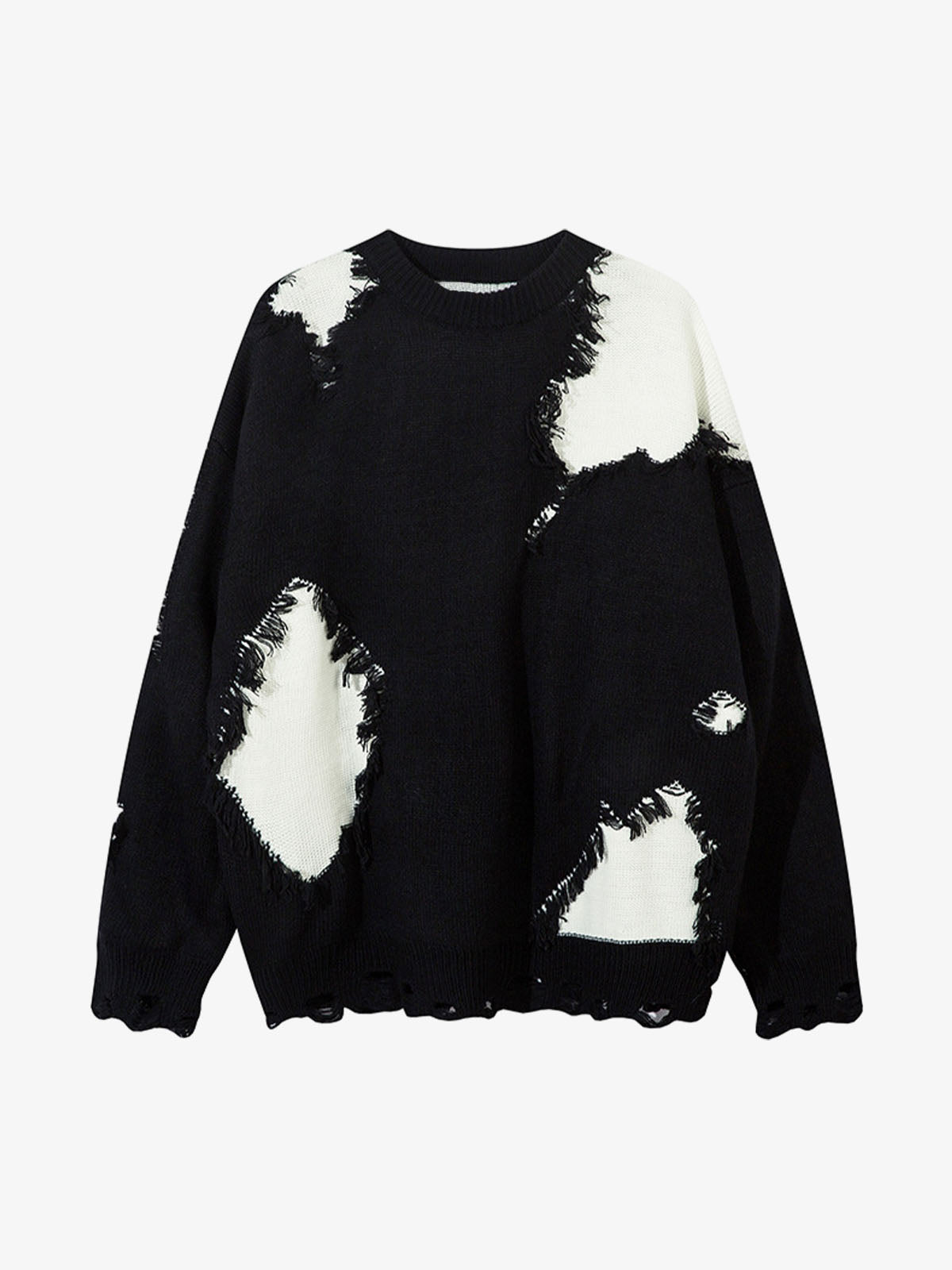 Niche Raw Edge Fringed Knit Sweater 