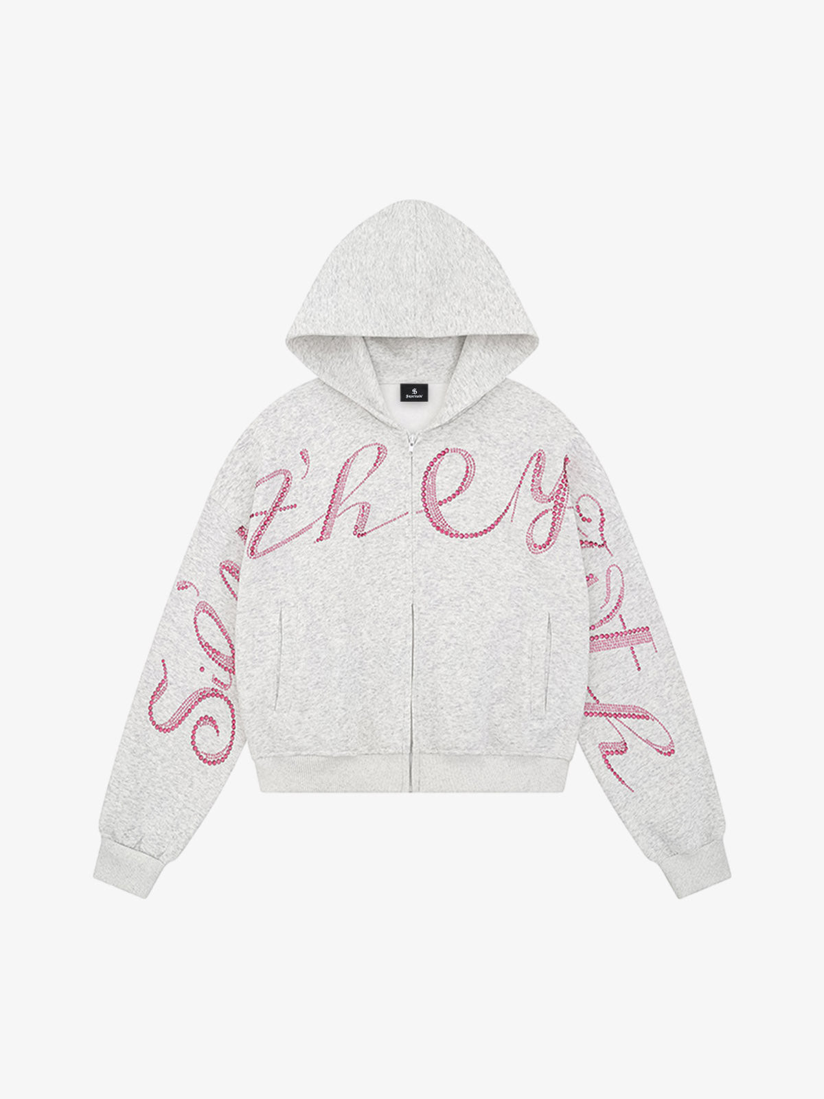 Street Hip-Hop Rhinestone Cropped Hooded Sweatshirt 