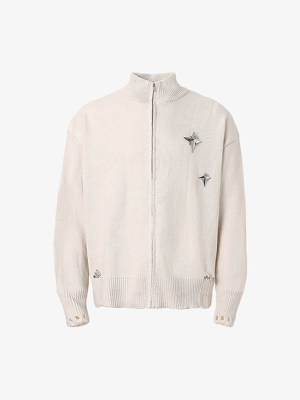 2024 Spring/Summer Star-Embellished Zip-Up Sweater and Cap Set 