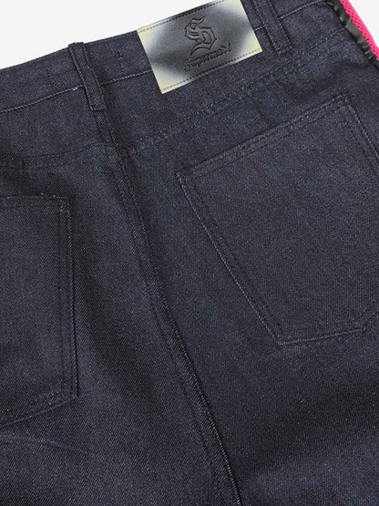 Retro High Street Color-Block Baggy Jeans 