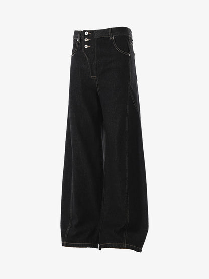 Reverse-Stitched Multi-Button Jeans 