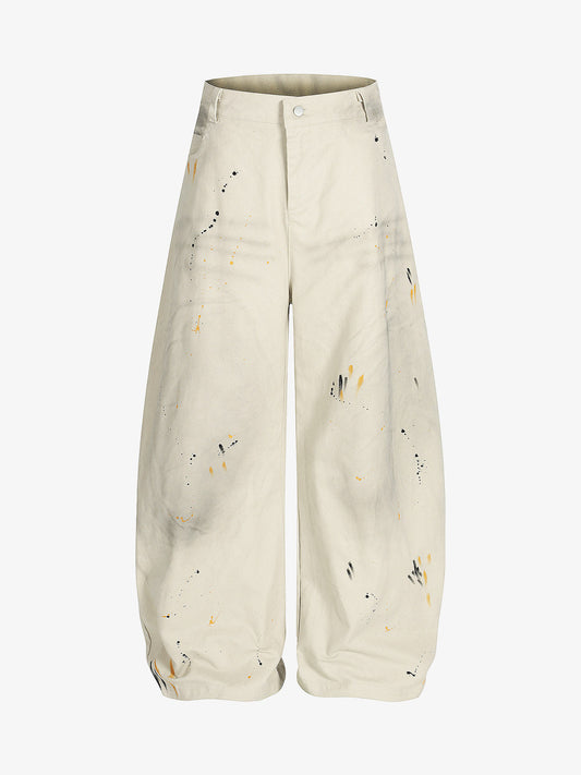 Retro Inkjet Dirty Dyed Barrel Pants 