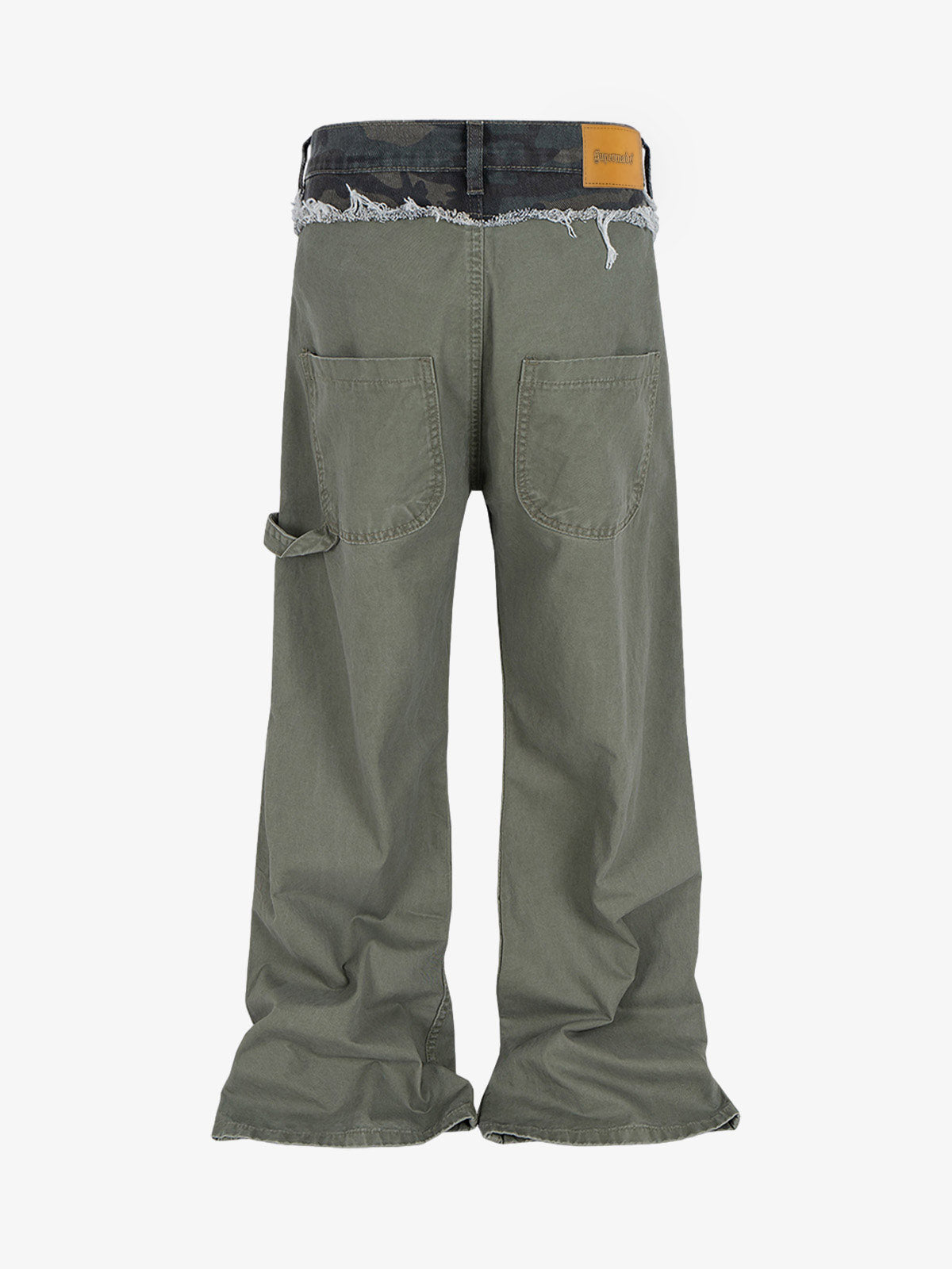 Camouflage Patchwork Whisker Baggy Jeans 