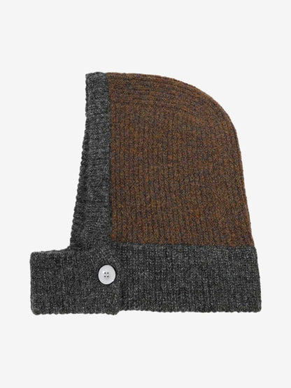 Retro Color-Block Chunky Knit Balaclava Hats