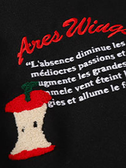 Apple Flocking Embroidered Baseball Jacket 