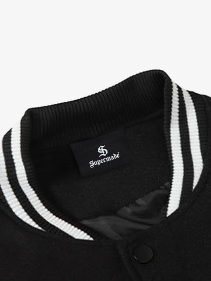 Apple Flocking Embroidered Baseball Jacket 