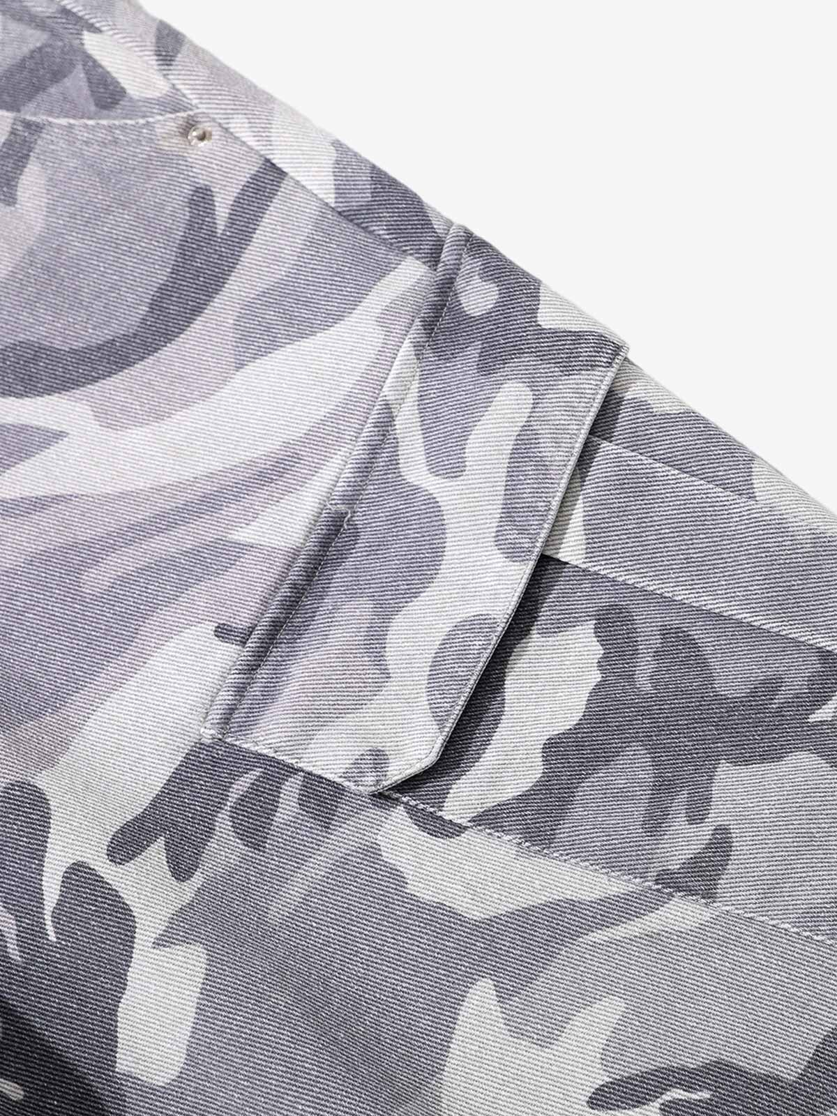 Snow Camouflage Machete Wide-Leg Workwear Pants 